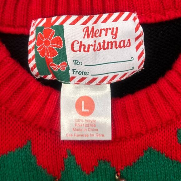 UGLY CHRISTMAS SWEATER Elf Body Bells BE Santa's Helper L Festive Holiday - Picture 4 of 5